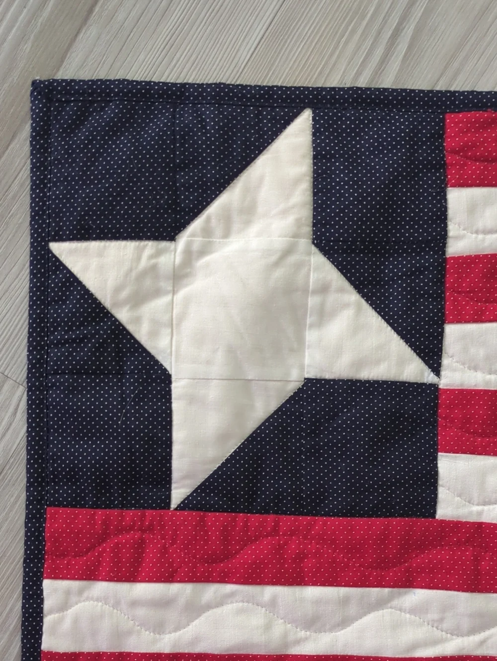 Handmade Patriotic Quilt Wall Hanging Americana Red White Blue Folk Art Decor